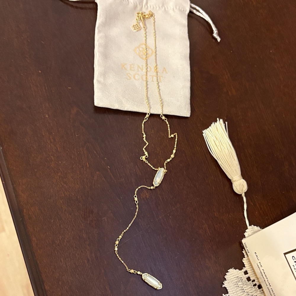 Kendra Scott Gold Necklace with Iridescent Stones